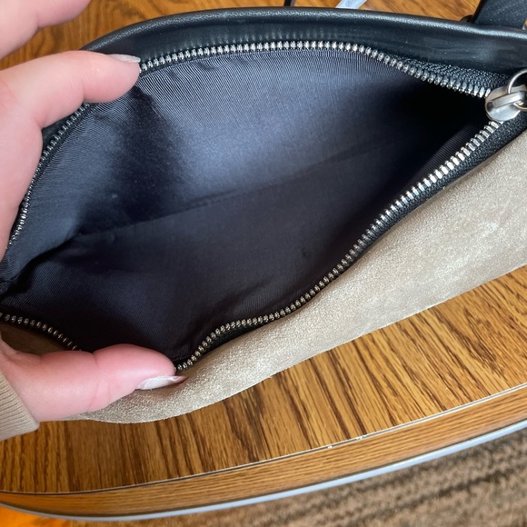 Rag and Bone Aston Mini Crossbody Stone Grey and Black Logo Suede Leather Womens - Picture 13 of 16